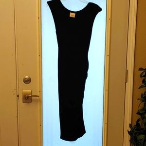 Black ankle length cotton dress rouched size small